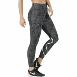 Mid-Rise Compression Print Tights W White/Black