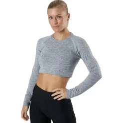 Molly Seamless Ls Crop Top Grey