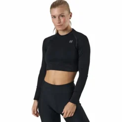 Molly Seamless Ls Crop Top Black