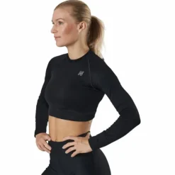 Molly Seamless Ls Crop Top Black