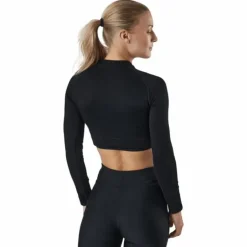 Molly Seamless Ls Crop Top Black
