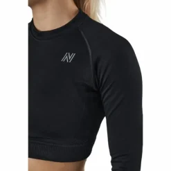 Molly Seamless Ls Crop Top Black
