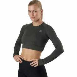 Molly Seamless Ls Crop Top Green