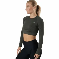 Molly Seamless Ls Crop Top Green