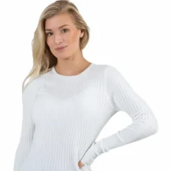 Natalia L/S Rib Pullover Knt White