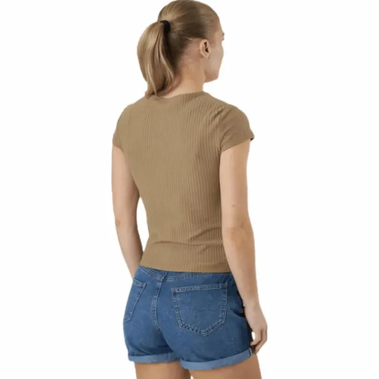 Nella S/S Button Top Jrs Beige