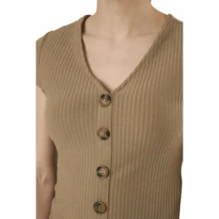 Nella S/S Button Top Jrs Beige