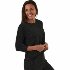 New Queen 3/4 Glitter Top Jrs Black