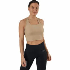 Night Rib Crop Tank Beige