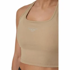 Night Rib Crop Tank Beige
