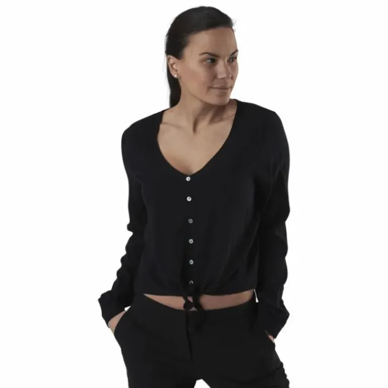 Nina Life L/S Tie Shirt Wvn Black