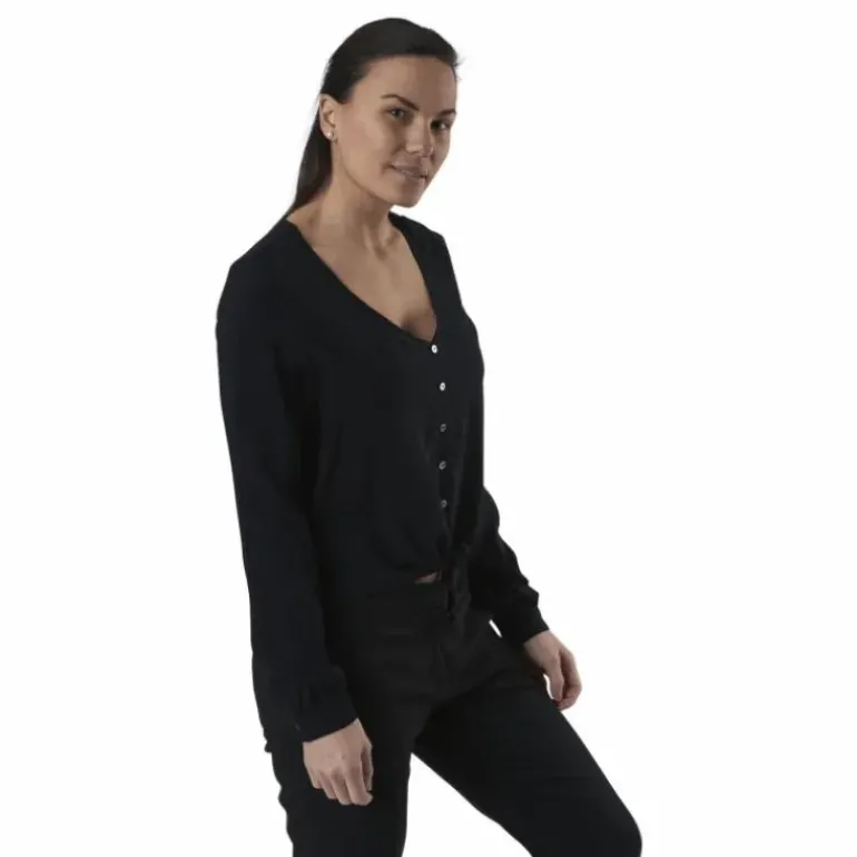 Nina Life L/S Tie Shirt Wvn Black