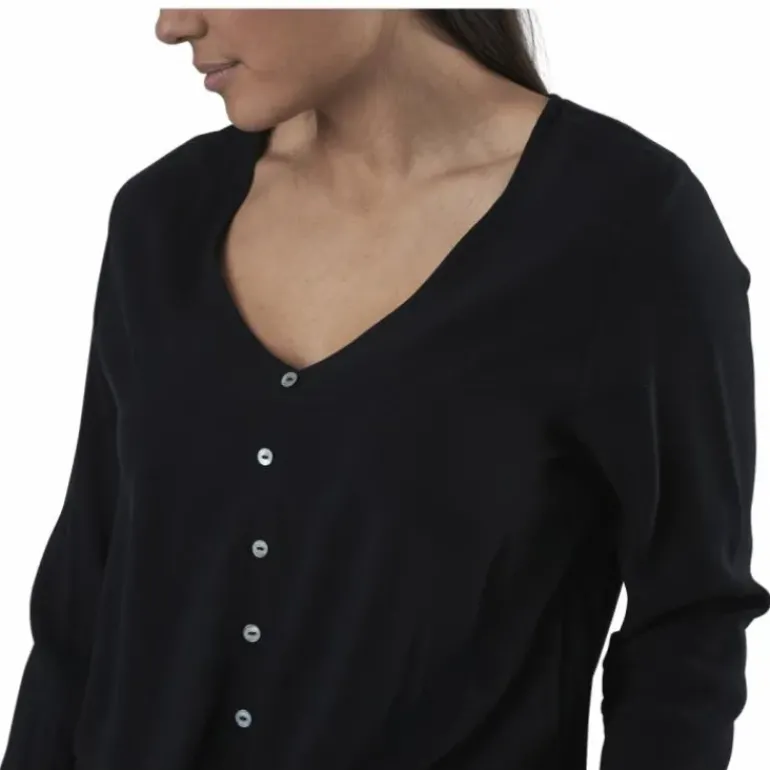 Nina Life L/S Tie Shirt Wvn Black