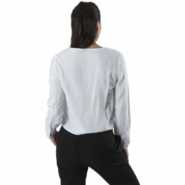 Nina Life L/S Tie Shirt Wvn White