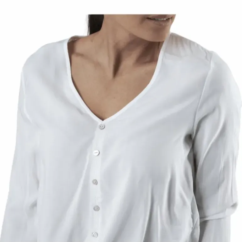 Nina Life L/S Tie Shirt Wvn White