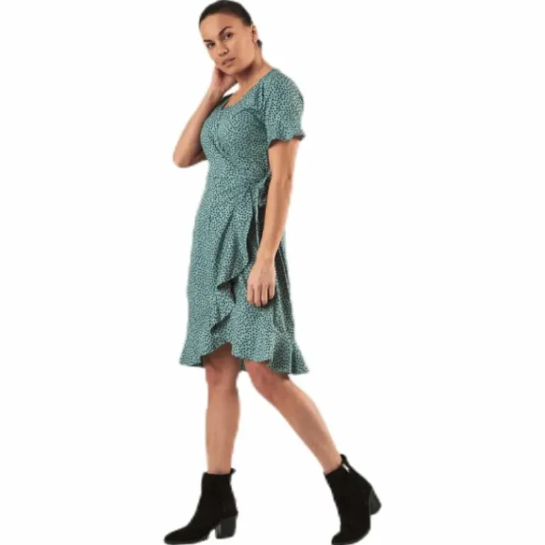 Olivia S/S Wrap Dress Wvn Green