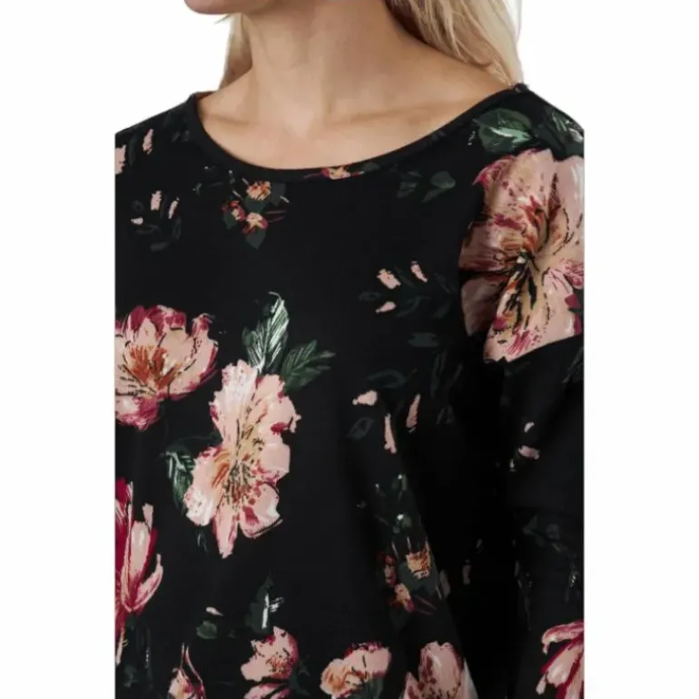 Onlelcos 4/5 Aop Top Jrs Noos Black W/jasmin Flower 15