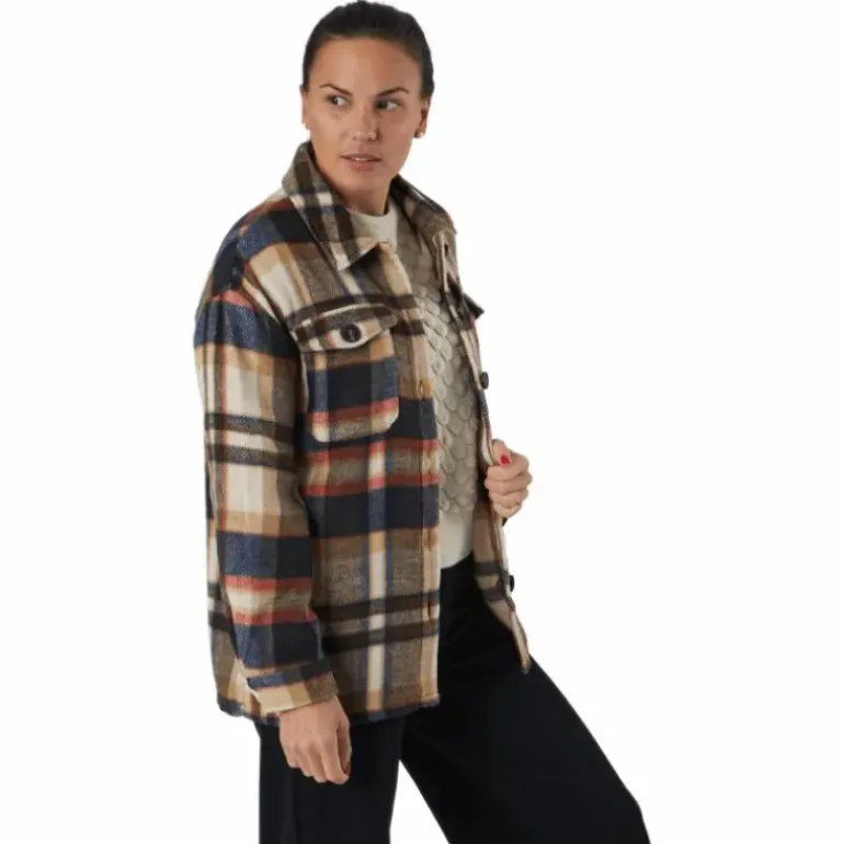 Onlmaci L/s Check Shacket Pnt Humus
