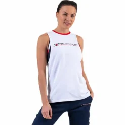 Open Back Tape Tank Top White