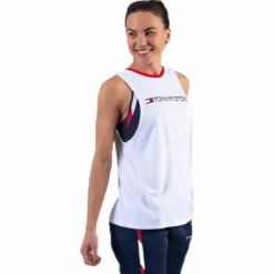 Open Back Tape Tank Top White