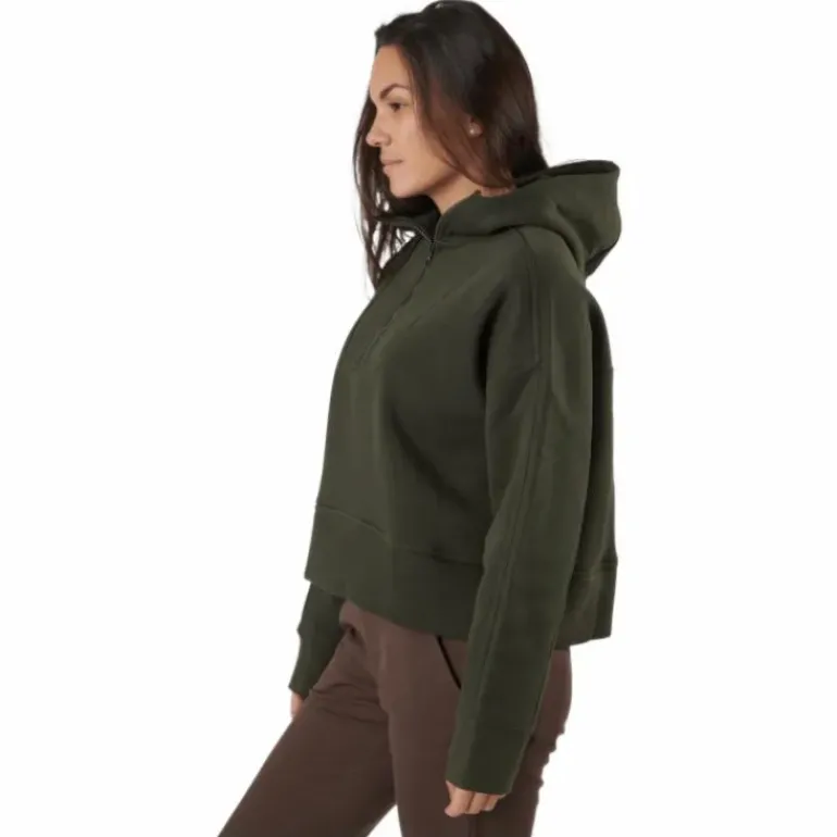 Oversized Zip Hood Forest Green