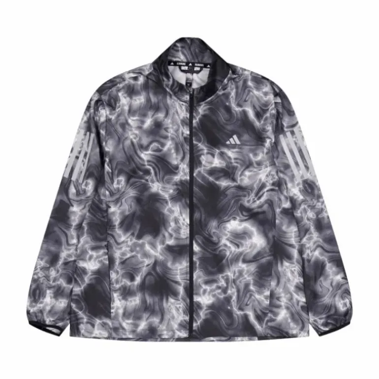 Own the Run Allover Print Hooded Running Windbreaker White