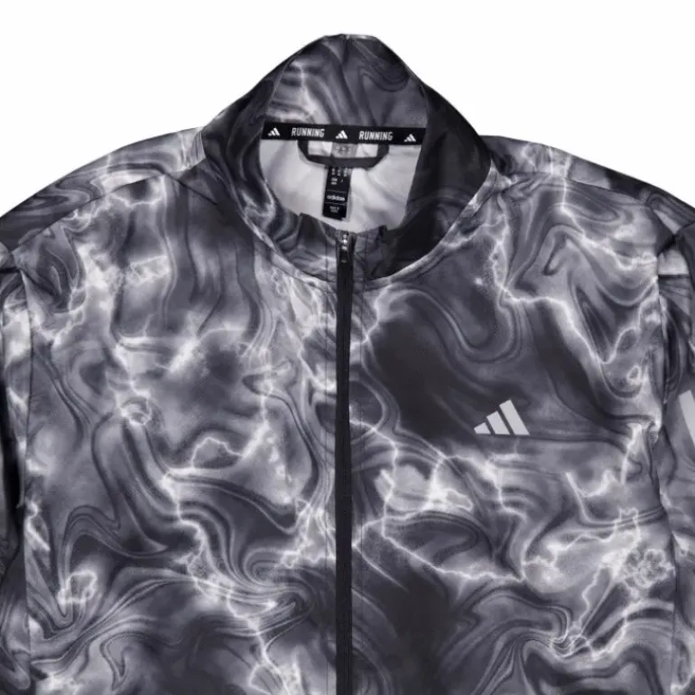Own the Run Allover Print Hooded Running Windbreaker White