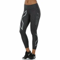 Patterned Mid-Rise Compression 7/8 Tights Black/Grey