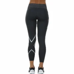 Patterned Mid-Rise Compression 7/8 Tights Black/Grey