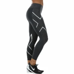 Patterned Mid-Rise Compression 7/8 Tights Black/Grey