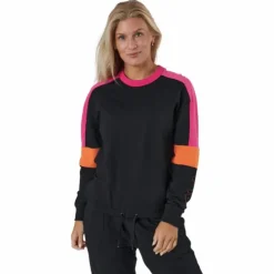 Paulina Cropped Crew Sweat Black-beetroot Purple-mandarin