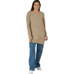Pcellen Ls V-neck Knit Dress Silver Mink