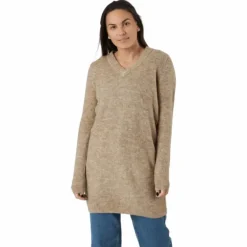 Pcellen Ls V-neck Knit Dress Silver Mink