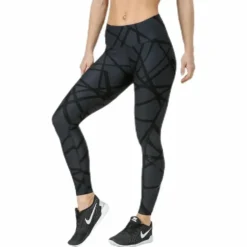 Print Mid-Rise Compression Tights W Black/Grey