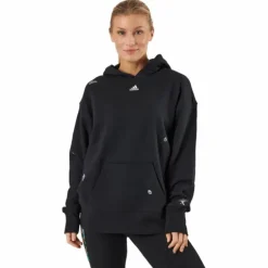 Relaxed Hoodie with Healing Crystals-Inspired Graphics Black