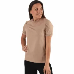 Ria Ss Fold Up Solid Tee Beige