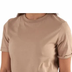 Ria Ss Fold Up Solid Tee Beige