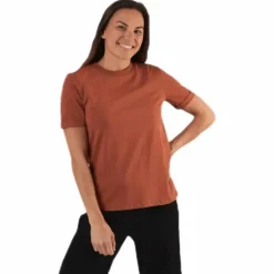 Ria Ss Fold Up Solid Tee Beige