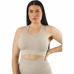 Rib Seamless Crop Top Mushroom