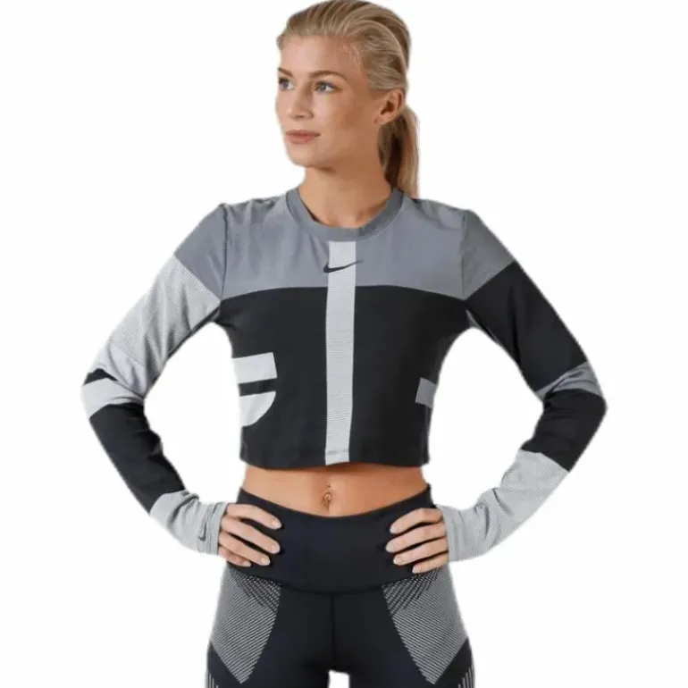 Run Tech Pack Knit Top LS Black/Grey