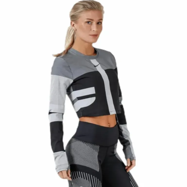 Run Tech Pack Knit Top LS Black/Grey