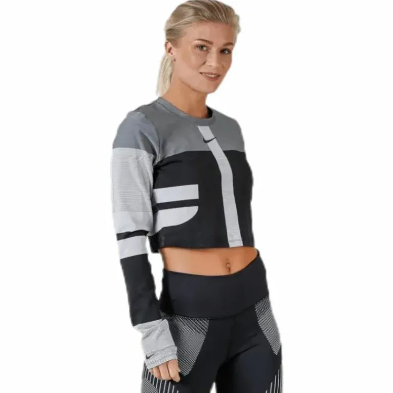 Run Tech Pack Knit Top LS Black/Grey