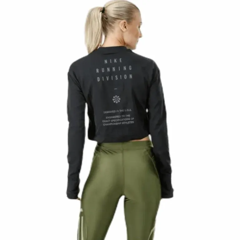 Running Division Warm Top Crop Black