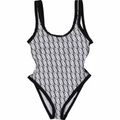 Scoop Back One Piece-rp Monogram White