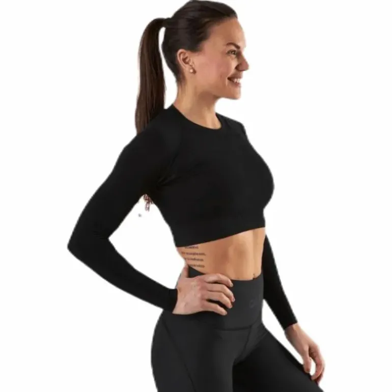 Seamless Black Crop Top Black