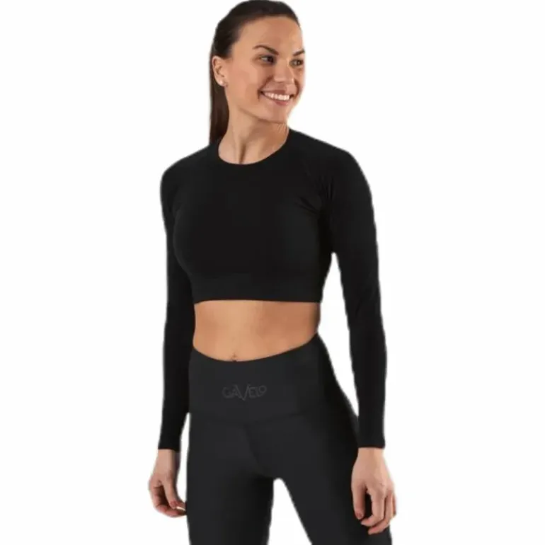 Seamless Black Crop Top Black