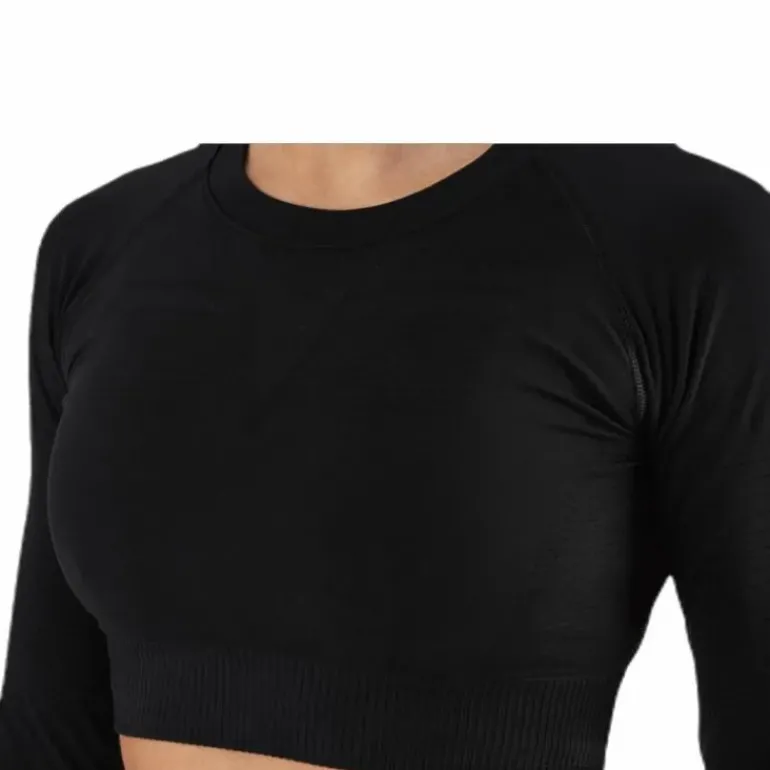 Seamless Black Crop Top Black
