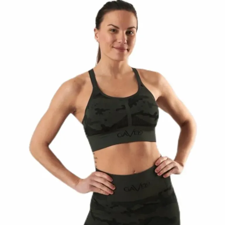 Seamless Camo Sports Bra Patterned/Black