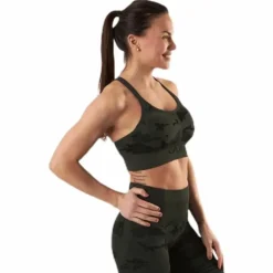 Seamless Camo Sports Bra Patterned/Black
