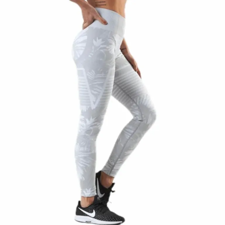 Seamless Floral Leggings Grey